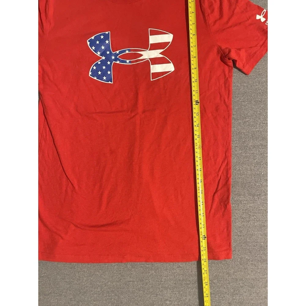 Under Armour USA Flag Logo T-Shirt Youth XL Red‎ Patriotic HeatGear Athletic